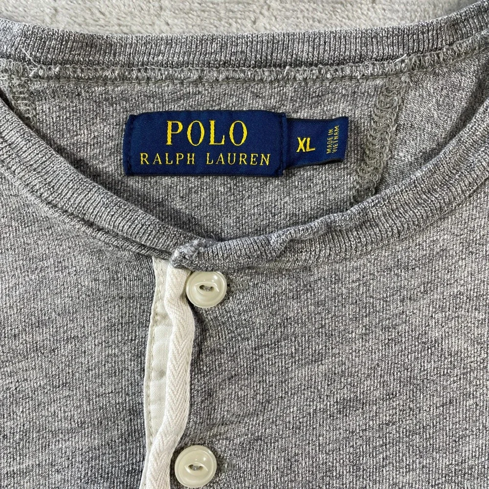 Polo Ralph Lauren Henley Shirt  Mens XL Gray Long Sleeve Classic Preppy School